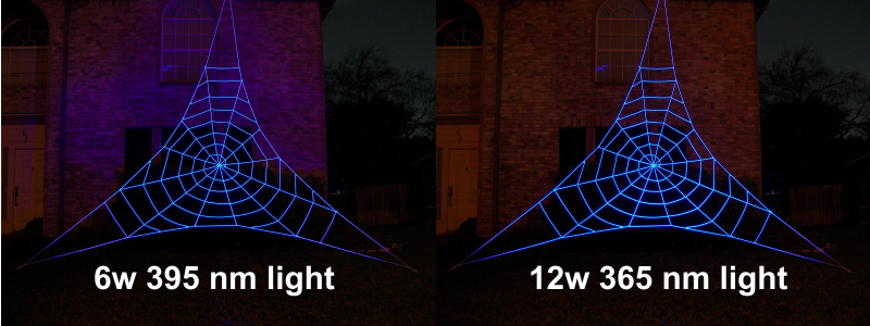 6w 395 nm light vs 12w 365 nm light comparison